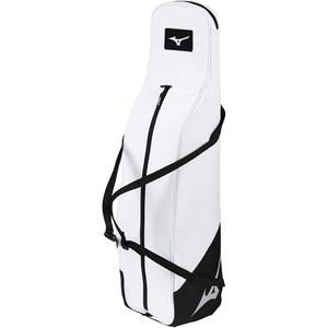 Mizuno Youth Stick Bag | Youth Baseball and Youth Softball Bag | Holds 2 Bats | J Hook for Fence Hanging | Carry as Tote or Backpack | Large Main Compartment(White-Black)