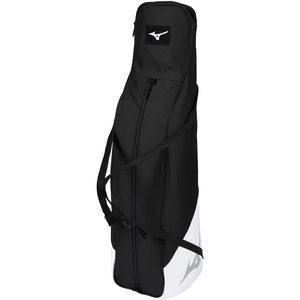 Mizuno Youth Stick Bag | Youth Baseball and Youth Softball Bag | Holds 2 Bats | J Hook for Fence Hanging | Carry as Tote or Backpack | Large Main Compartment(Black-White)