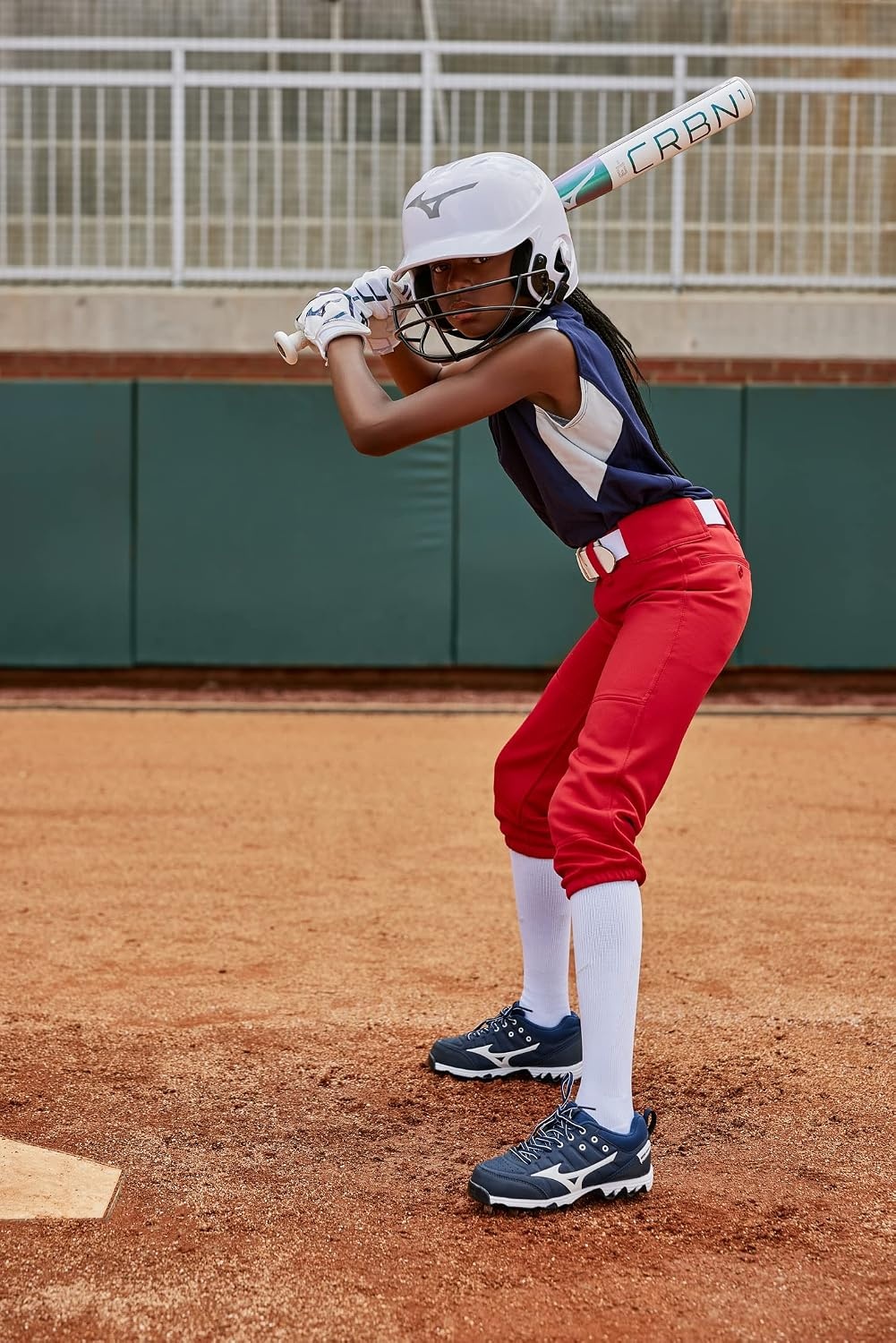 image:imageMizuno Adult Womens Belted Low Rise Fastpitch Softball PantRed