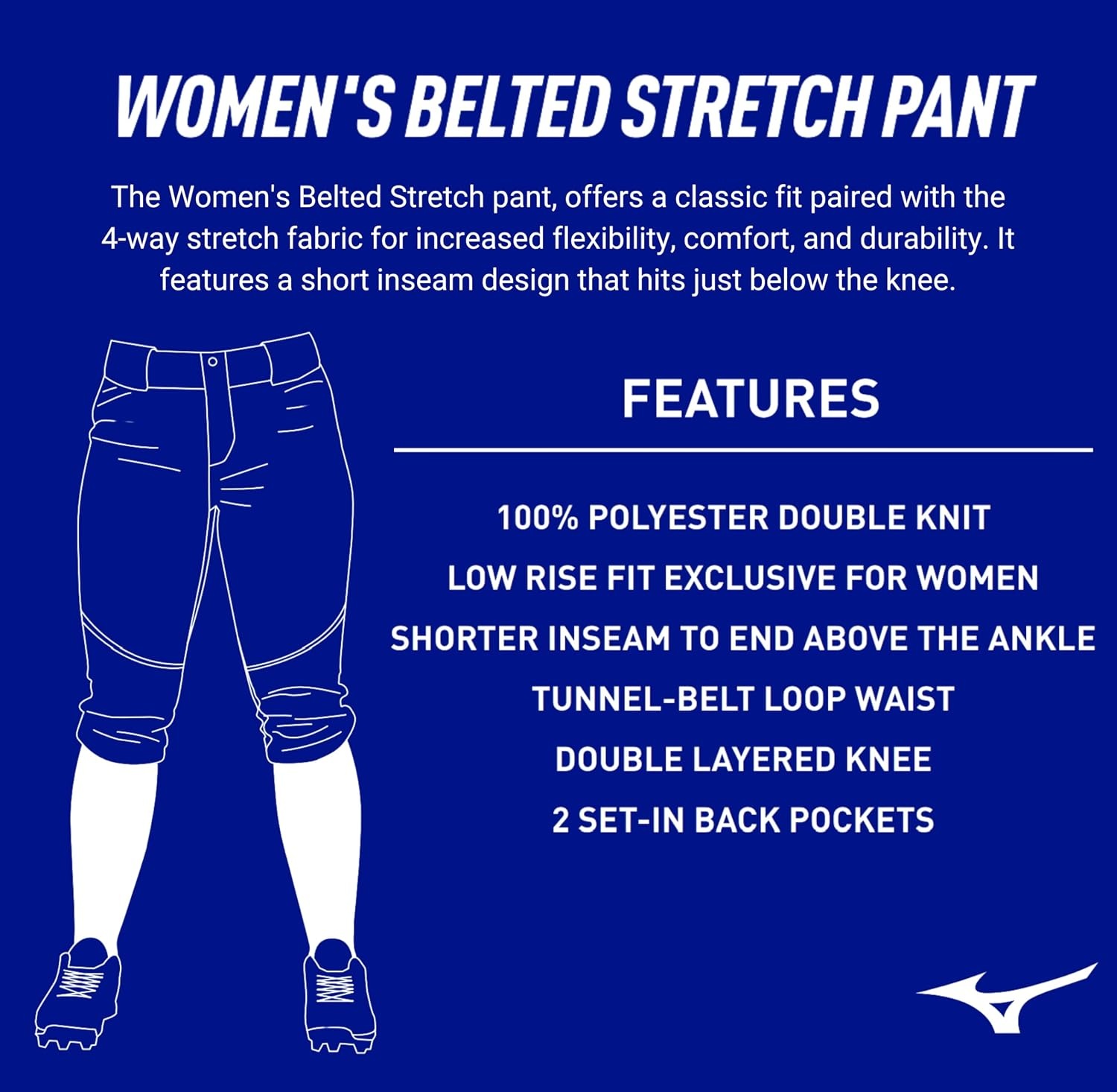 image:imageMizuno Girls Belted Stretch Softball PantGrey