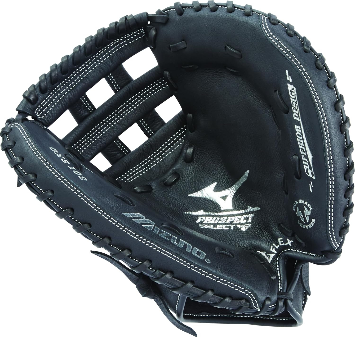 image:imageMizuno Prospect Select Fastpitch Softball Glove Series Full Grain Leather Female Specific Patterns Buttersoft Palm LinerBlackWhite Catchers Mitt