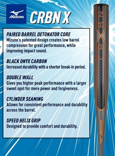 image:imageMizuno Womens F26CRBN X 10 Fastpitch Softball Bat WhiteOrange 30 Inches