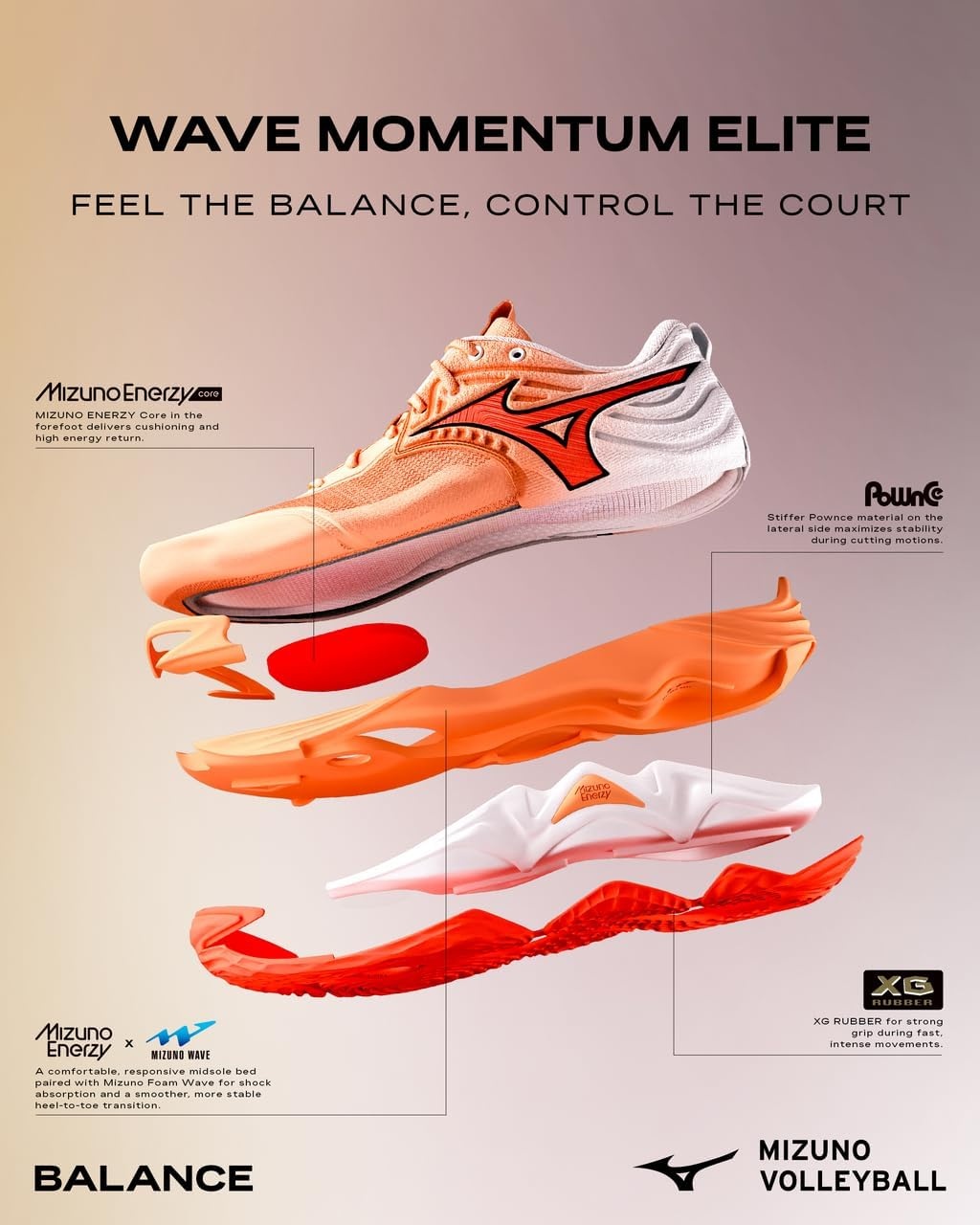 image:imageMizuno Womens Wave Momentum 4 Elite UnisexSunstonedahlia