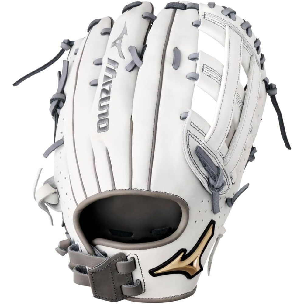 image:imageMizuno Prime Elite Fastpitch Softball Glove Series I Oil Soft Plus Leather  Professional Patterns  Finger Core Technology Ultra Soft Pro Palm LinerWhiteGrey H Web