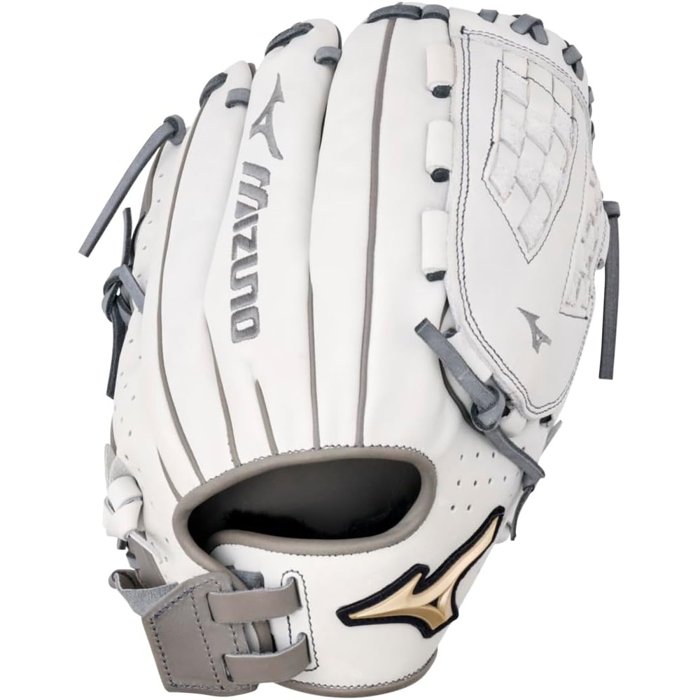 image:imageMizuno Prime Elite Fastpitch Softball Glove Series I Oil Soft Plus Leather Professional Patterns Finger Core Technology Ultra Soft Pro Palm LinerWhiteGrey Trident Web