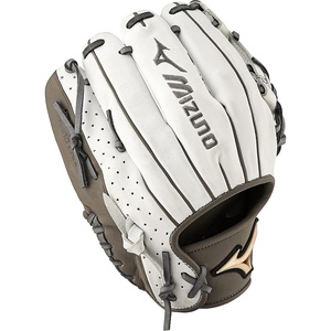 Mizuno Prime Elite Fastpitch Softball Glove Series I Oil Soft Plus Leather | Professional Patterns | Finger Core Technology |Ultra Soft Pro Palm Liner(White-Grey Deep 3 Web)